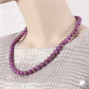 Kette 10mm Rundperle lila - marmoriert Kunststoff