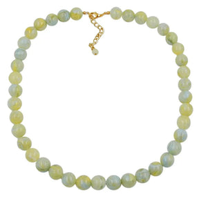 Kette 12mm Kunststoffperlen türkis - grün - weiß - gelb marmoriert 55cm