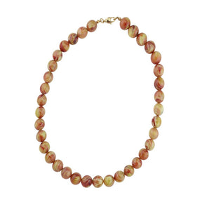 Kette 12mm Rundperle braun - gelb - marmoriert Kunststoff