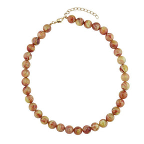 Kette 12mm Rundperle braun - gelb - marmoriert Kunststoff