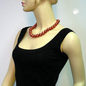 Kette 16mm Kunststoffperlen Rostrot Seidig Glänzend 50 cm