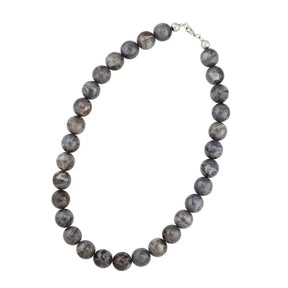 Kette 16mm Perlen grau - glitter 50cm