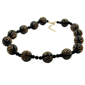 Kette 18mm Gravurperle Kunststoff schwarz - goldfarben 50cm