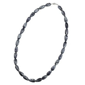 Kette 20x10mm Winkelperle Kunststoff grau - silber - marmoriert glänzend 60cm