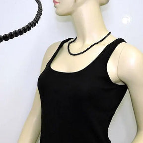 Kette 6mm Perle Kunststoff schwarz - glänzend