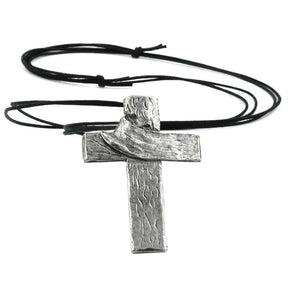 Kette 77x53mm Zinn - Anhänger Kreuz mit Tuch 110cm