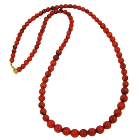 Kette 8 - 10 - 12mm Perlen verlaufend orange - schwarz - marmoriert 80cm