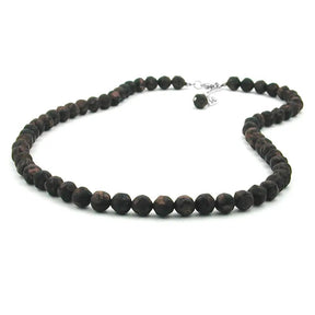 Kette 8mm Kunststoffperlen Barockperlen braun - schwarz - marmoriert 55cm