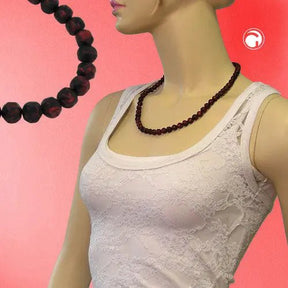 Kette 8mm Kunststoffperlen Barockperlen rot - schwarz - marmoriert 50cm