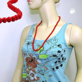 Kette 8mm Kunststoffperlen rot - glänzend