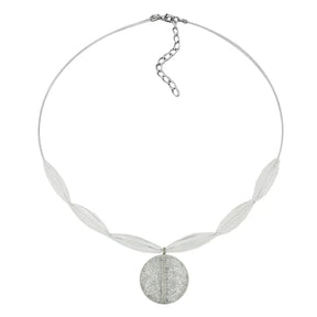Kette Drahtkette Scheibe kristall - weiß - flitter Kunststoffperlen 45cm