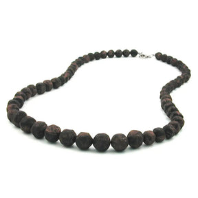 Kette Kunststoffperlen Barockperlen braun - schwarz - marmoriert verlaufend 60cm
