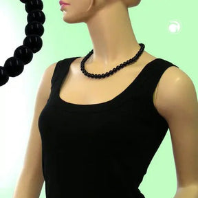 Kette, Perle 12mm, schwarz - glanz, 50cm