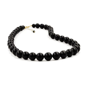 Kette, Perle 12mm, schwarz - glanz, 50cm