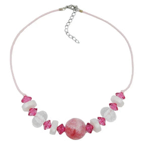 Kette, Perle rosa - marmoriert, kristal
