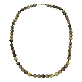 Kette Perlen 12mm Perle Kunststoff oliv - schwarz - marmor 75cm