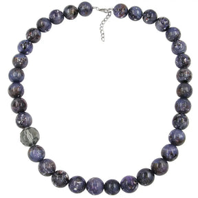 Kette, Perlen 18mm lila - grau - weiß