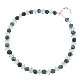Kette Perlen Kunststoff türkis matt Facettenradl türkis - transparent 45cm