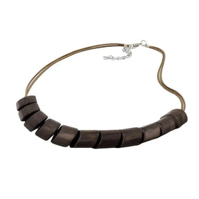 Kette Schrägperle Kunststoff dunkelbraun - seidig - glänzend Kordel braun 45cm
