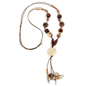 Kette, Spiralperle beige, braun - beige