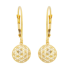 Ohrbrisur Ohrhänger Ohrringe 25x9mm Blume des Lebens 9Kt GOLD