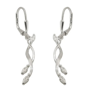 Ohrbrisur Ohrhänger Ohrringe 40x5mm Zirkonia matt - glänzend rhodiniert Silber 925