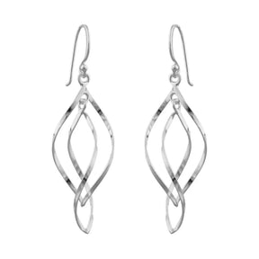 Ohrhaken Ohrring 45x13mm 2x Spitzoval in sich gedreht glänzend Silber 925