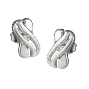Ohrstecker Ohrring 10x6mm X - Form mit Zirkonia glänzend Silber 925