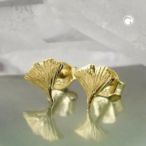 Ohrstecker Ohrring 7mm Ginkgoblatt glŠnzend 9Kt GOLD