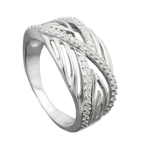 Ring 11mm mit vielen Zirkonias glŠnzend rhodiniert Silber 925