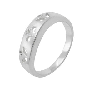 Ring 7mm durchbrochen matt 3x Zirkonias Silber 925