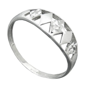 Ring 7mm Muster ausgestanzt matt - glänzend diamantiert rhodiniert Silber 925
