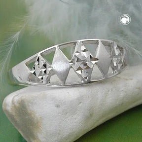 Ring 7mm Muster ausgestanzt matt - glänzend diamantiert rhodiniert Silber 925