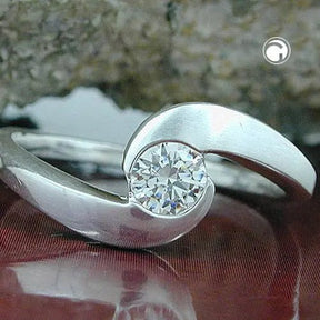 Ring 8mm mit Zirkonia matt - glänzend Silber 925
