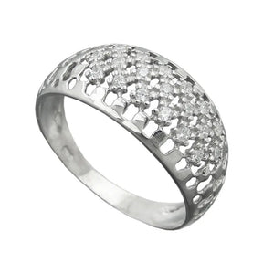 Ring 9mm mit vielen Zirkonias glänzend rhodiniert Silber 925