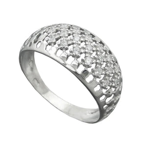 Ring 9mm mit vielen Zirkonias glänzend rhodiniert Silber 925