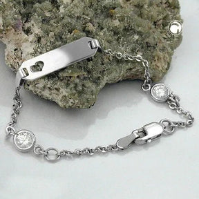 Schildarmband fŸr Kinder 1,7mm Ankerkette mit Herz und 2 Zirkonias rhodiniert Silber 925 15cm