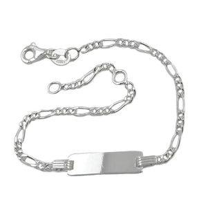 Schildarmband fŸr Kinder 2,2mm Figarokette Gravurplatte 21x5mm Silber 925 16cm